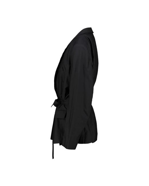Lemaire Black Leichte taillierte jacke mit gürtel