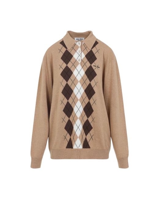 Cashmere Knitwear Miu Miu de color Brown