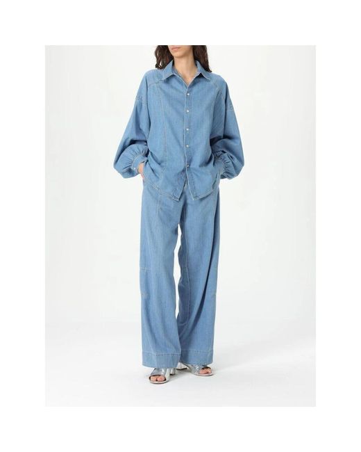 SIMONA CORSELLINI Blue Blaue Denim Relaxed Fit Hemd