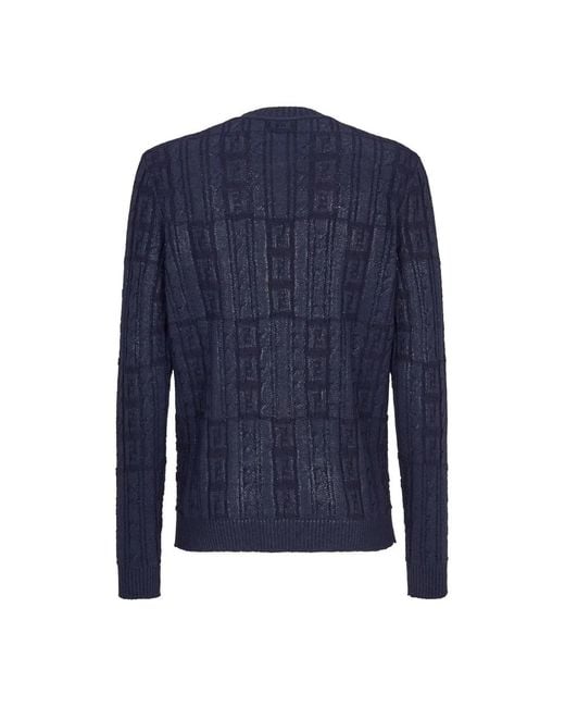 Fendi Blue Round-Neck Knitwear for men