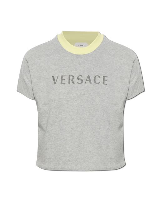 Versace T-Shirt Met Opgedrukte Logo in het Gray