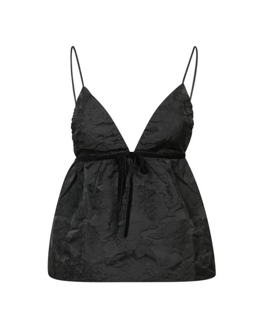Ganni Black Strappy Top