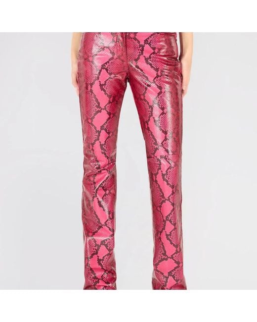 Roberto Cavalli Pink Shiny Python-Print Pants