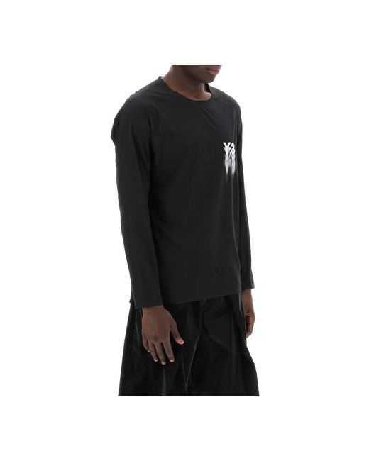 Y-3 Langärmeliges perforiertes jersey t-shirt in Black für Herren