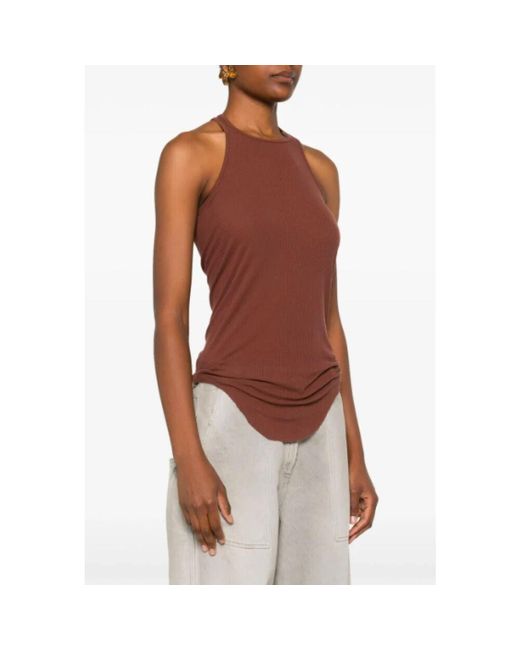 Rick Owens Red Geripptes tanktop