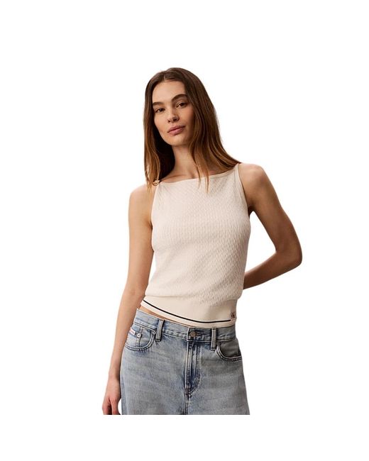 Calvin Klein Natural Sleeveless Tops
