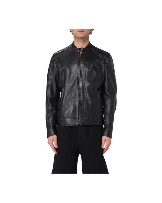 Belstaff Black Leather Jackets for men