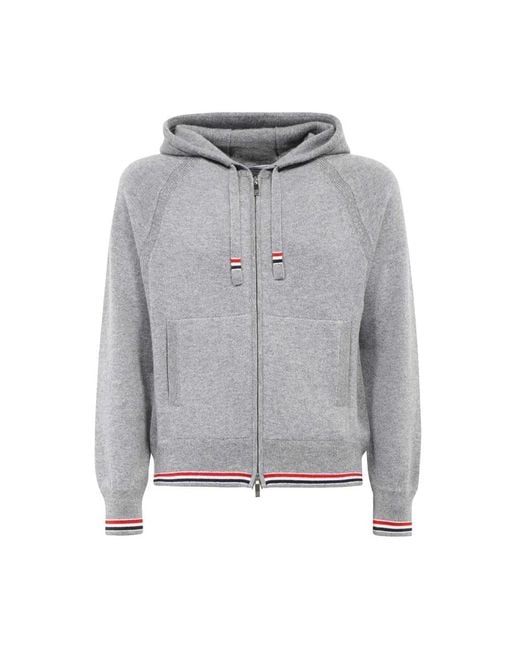 Thom Browne Kaschmir strickjacke mit reißverschluss und taschen in Gray für Herren