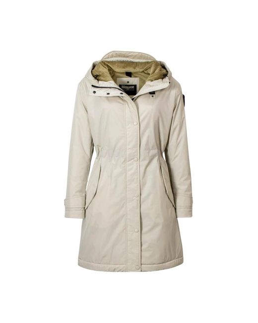 Blauer Jassen ,Nylon Lange Nylon Parka in het Natural