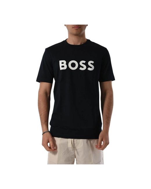 Boss Baumwoll-t-shirt mit frontlogo in Black für Herren