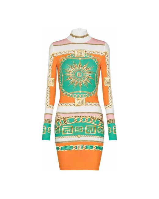 Balmain Green Kleid Mit Grafischem Print