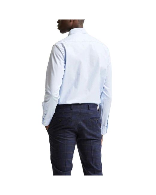 SELECTED Blaues Baumwoll Langarmhemd in Blue für Herren