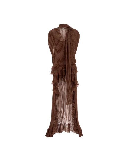 Blumarine Brown Braunes Chiffonkleid Für Frauen