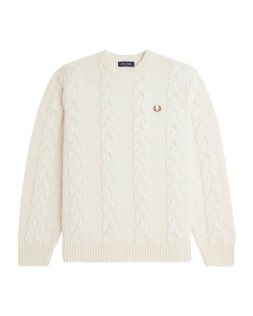Fred Perry White Round-Neck Knitwear