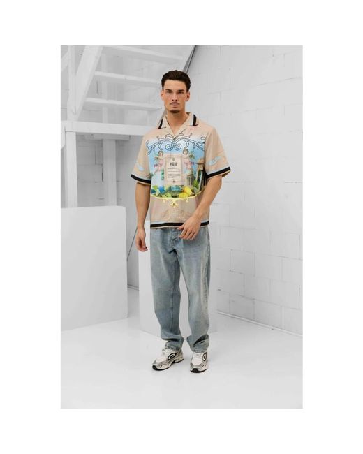 Off The Pitch Blue Short Sleeve Shirts for men