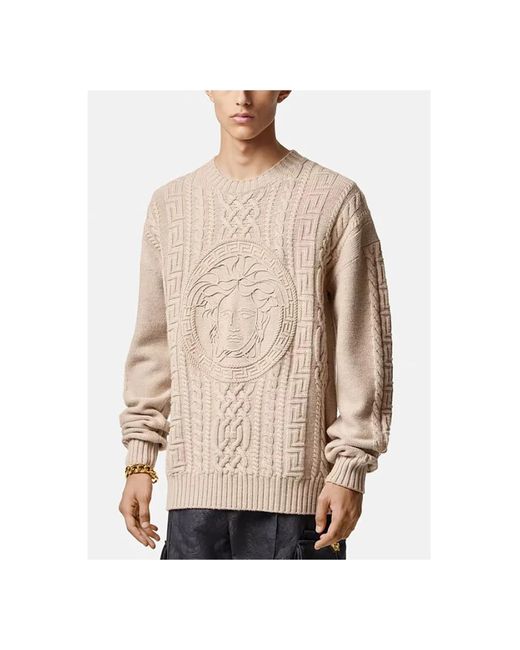 Versace Natural Round-Neck Knitwear for men