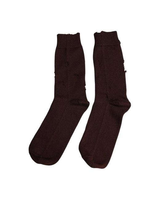Dolce & Gabbana Ondergoed ,Bruin ,Katoen Luxe Logo Mid Calf Katoenen Sokken in het Brown voor heren