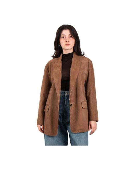 Weekend by Maxmara Brown Oversized Wildleder Blazer Wüstenstil