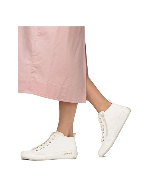 Candice Cooper White Weiße leder-mid-top-sneakers