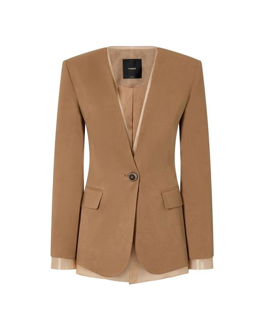 Pinko Jassen ,Bruin ,Linnen Linnen Stretch En Organza Jasje in het Brown