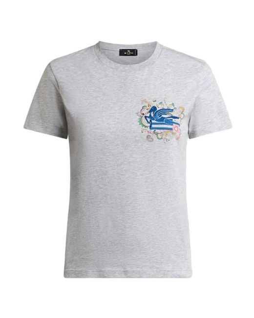 Etro Tops ,Grijs ,Katoen Casual Cut & Sew T-Shirt in het Gray