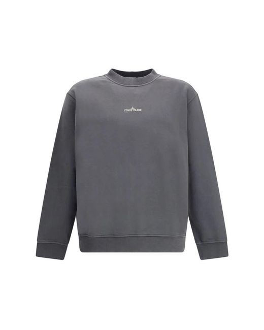 Stone Island Logo-Sweatshirt Mit Gerippten Details in Gray für Herren