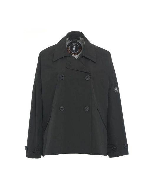 Save The Duck Black Oversized regenjacke mit logodetails