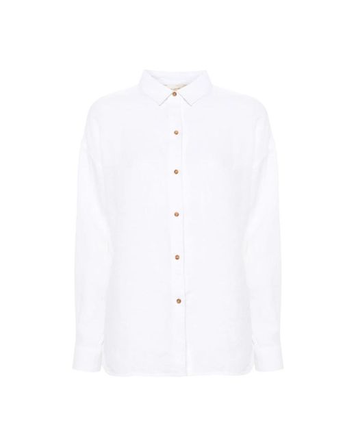 Camisa de lino blanca Barbour de color White
