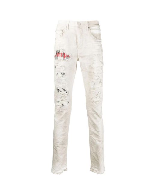 Purple Brand White Skinny Jeans for men