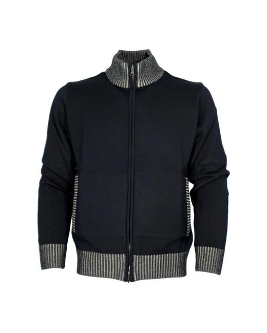Paul & Shark Truien & Vesten ,Zwart ,Wol High Neck Zip Sweater Zwart in het Blue voor heren