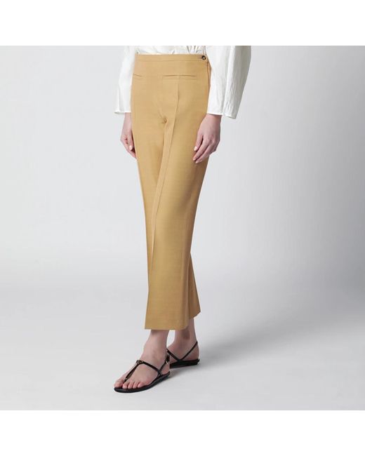Alberta Ferretti Natural Cropped Trousers