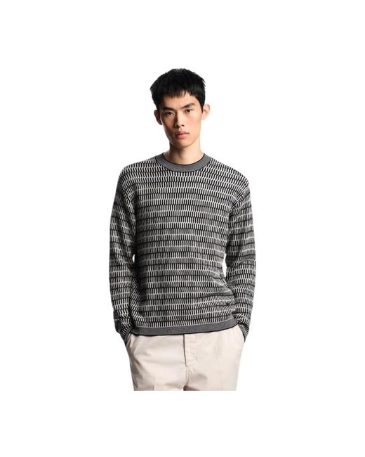 Emporio Armani Gray Round-Neck Knitwear for men