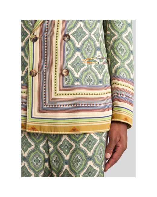 Etro Jassen ,Groen ,Double-Breasted Blazer Met Strepen En Medaillons in het Green voor heren