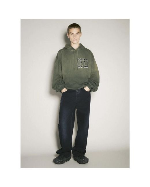 032c Hoodies & Sweatvesten ,Groen ,Katoen Logo Print Bubble Hooded Sweatshirt in het Green voor heren