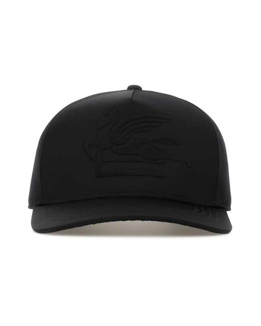 Etro Black Schwarze satin -baseballkappe