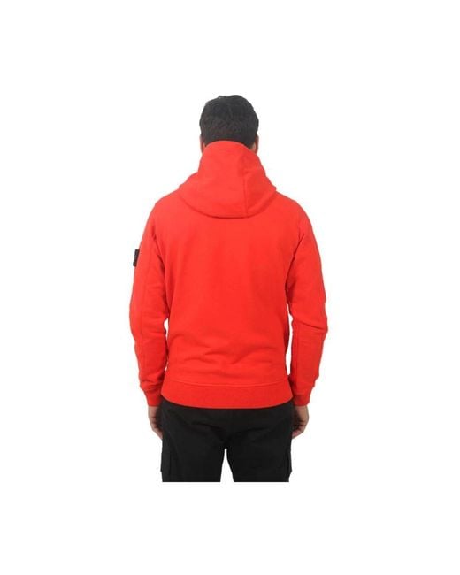 Stone Island Roter Baumwoll-Kapuzenpullover Mit Logopatch in Red für Herren