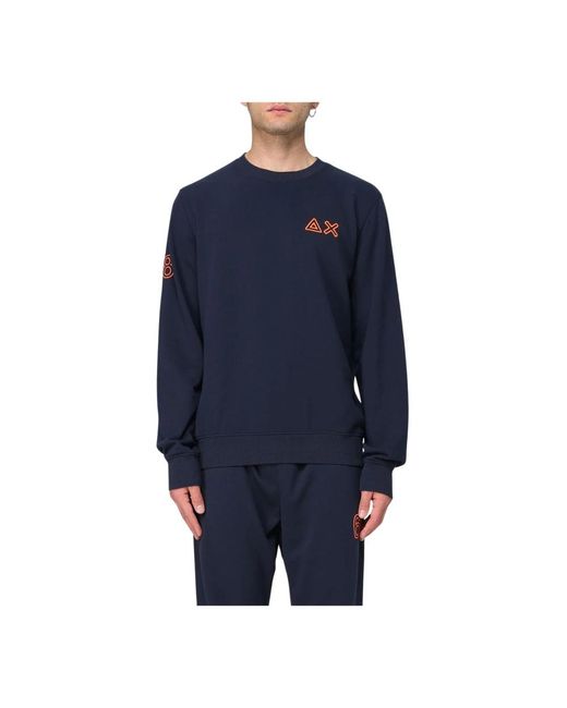 Sun 68 Hoodies & Sweatvesten ,Blauw ,Sweatshirt Met Ronde Hals En Lange Mouwen in het Blue voor heren