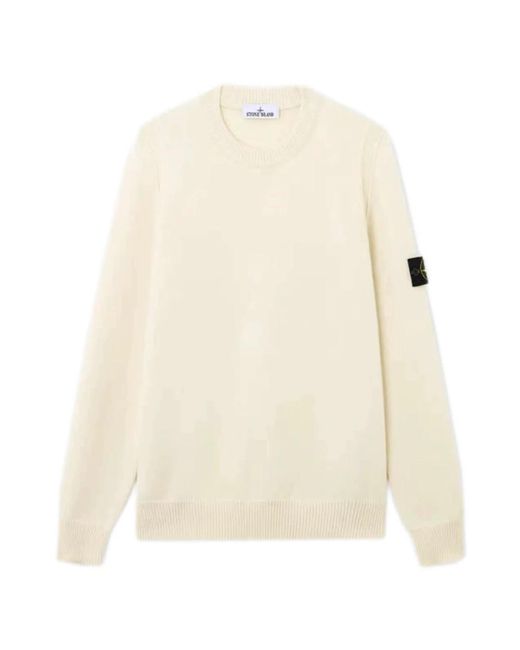Stone Island Witte Crew Neck Sweater Aw25 in het White voor heren
