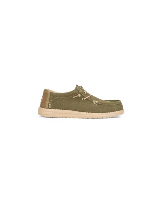 HeyDude Green Laced Shoes for men