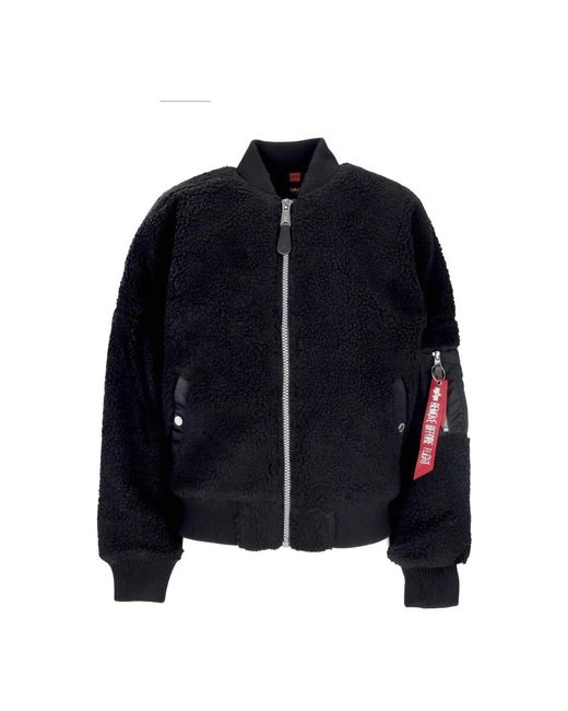 Alpha Industries Jassen ,Zwart ,Polyester Sherpa Teddy Jas Zwart in het Blue voor heren