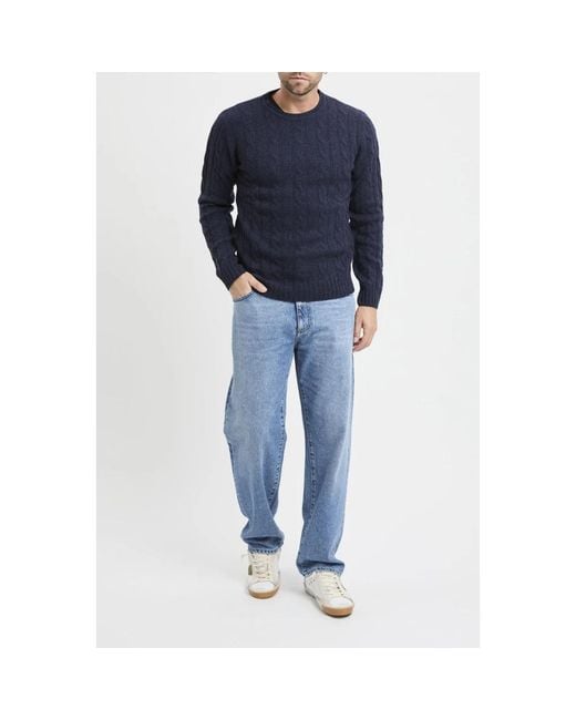 Daniele Fiesoli Blue Round-Neck Knitwear for men