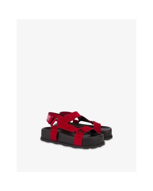 Moschino Red Flat Sandals