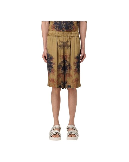 Laneus Palm Print Elastische Taille Shorts in het Natural voor heren