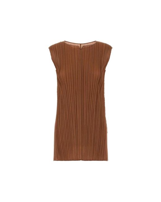 Issey Miyake Brown Short Dresses