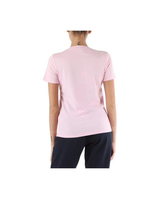 Sun 68 Pink Piqué baumwoll t-shirt mit strass logo