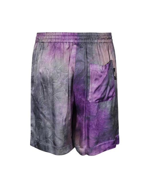 MSGM Korte Broeken ,Paars ,Viscose Bermuda Shorts Met Elastische Tailleband in het Purple voor heren