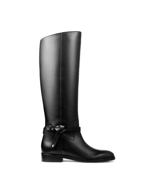 Jimmy Choo Black Lawton Knee Boot Flat