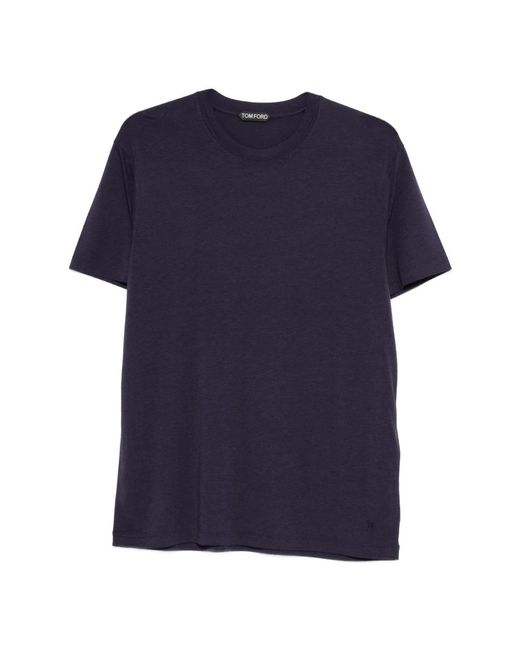 Tom Ford Tops ,Blauw ,Katoen T-Shirt Met Ronde Hals in het Blue voor heren