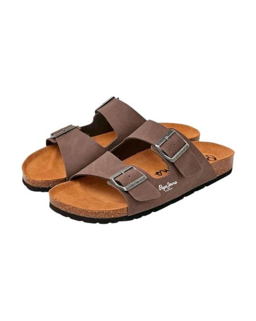 Pepe Jeans Brown Sliders for men