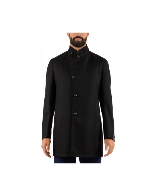 Tagliatore Black Single-Breasted Coats for men